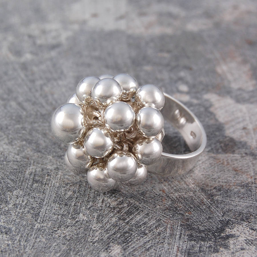 Adjustable Solid Silver Bauble Cluster Ring By Otis Jaxon