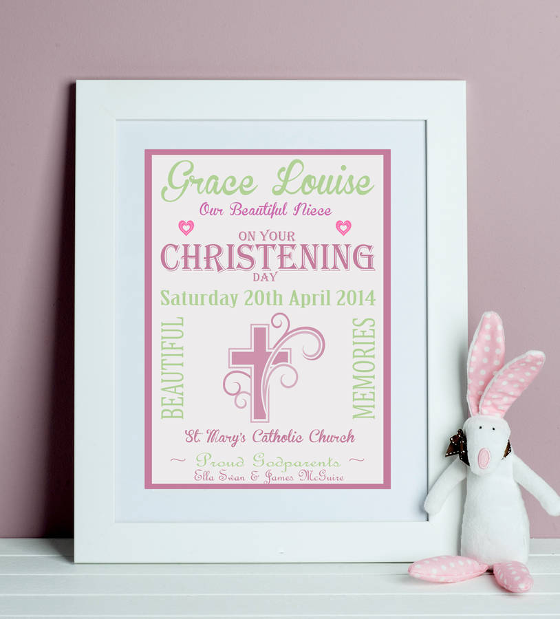 Personalised Christening Print By Lisa Marie Designs