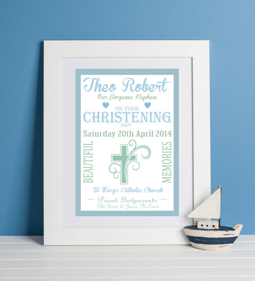 Personalised Christening Print By Lisa Marie Designs