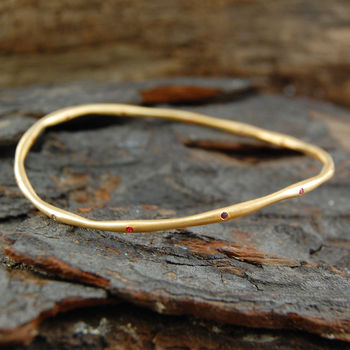 Sapphire Birthstone Gold Plated Silver Stacking Bangle, 3 of 6