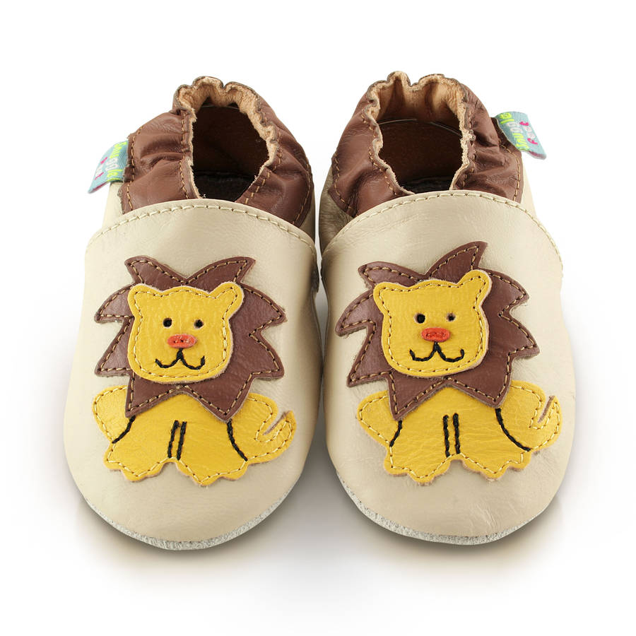 lion soft leather baby shoes by snuggle feet | notonthehighstreet.com