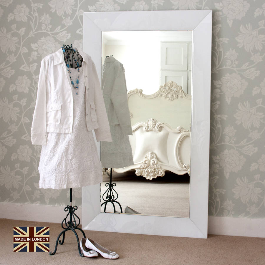 Modern White Glass Mirror By Decorative Mirrors Modern White Glass Mirror