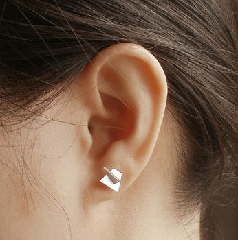 Abstract Sculpture Earring Studs In Sterling Silver, 4 of 5