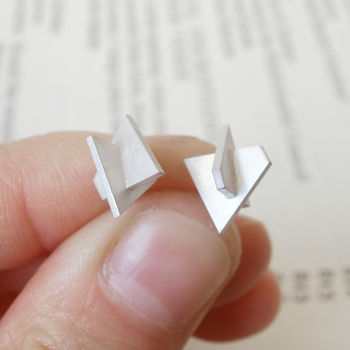 Abstract Sculpture Earring Studs In Sterling Silver, 3 of 5