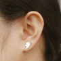 Jigsaw Puzzle Heart Earring Studs In Sterling Silver, thumbnail 4 of 5