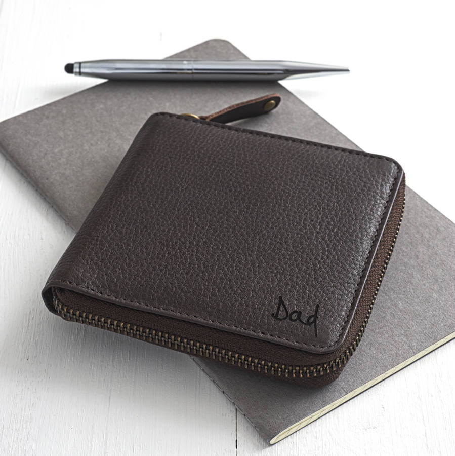 Personalised Zipped Leather Wallet With Coin Pocket, 1 of 11
