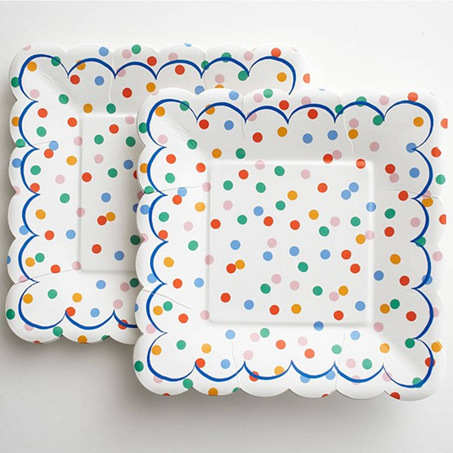 Polka Dot Party Plate, Large Set Of 12