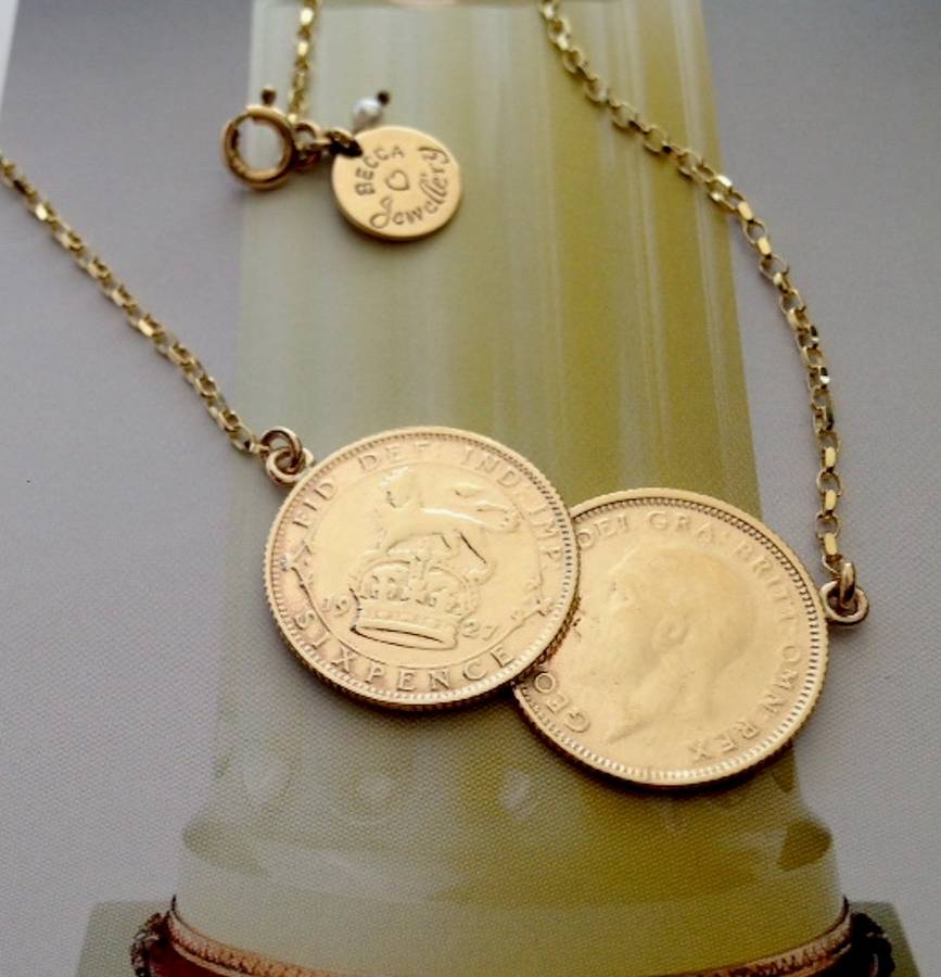 Double deals sixpence necklace