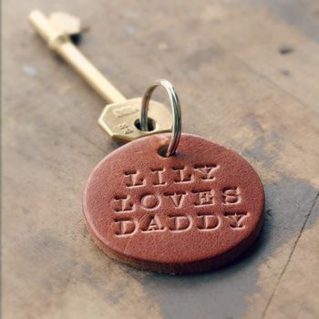 Personalised Handstamped Leather Round Keyring, 2 of 4