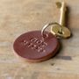 Personalised Handstamped Leather Round Keyring, thumbnail 3 of 4