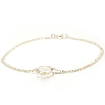 Single Circle Chain Silver Bracelet With Gold Ball, 4 of 7