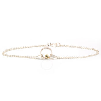 Single Circle Chain Silver Bracelet With Gold Ball, 3 of 7