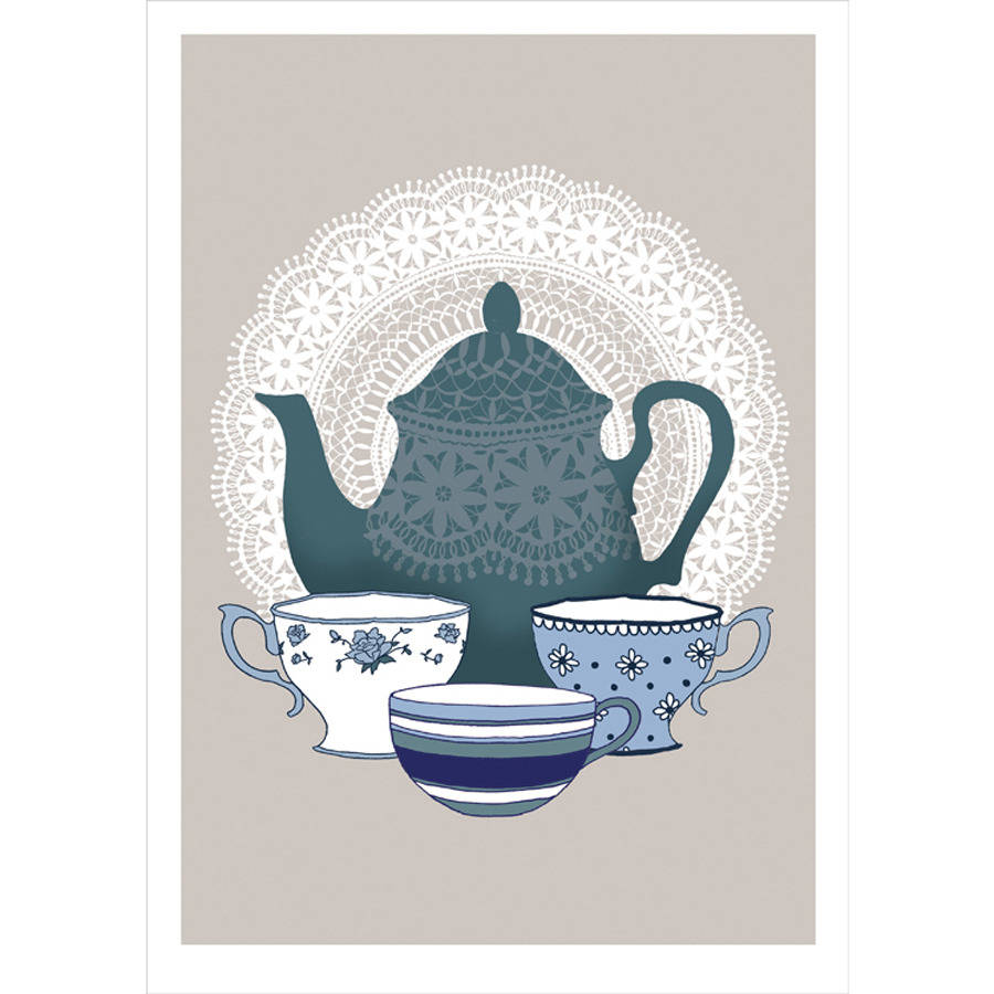 Vintage Style Teapot Print By Hipster Spinster