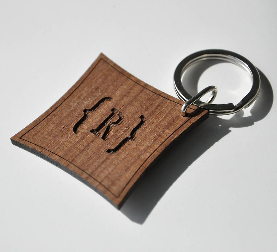 personalised walnut wood monogram keyring by the letteroom ...