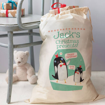 Personalised Christmas Penguins Sack, 3 of 5