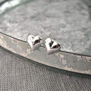 Sterling Silver Heart Stud Earrings, 3 of 8