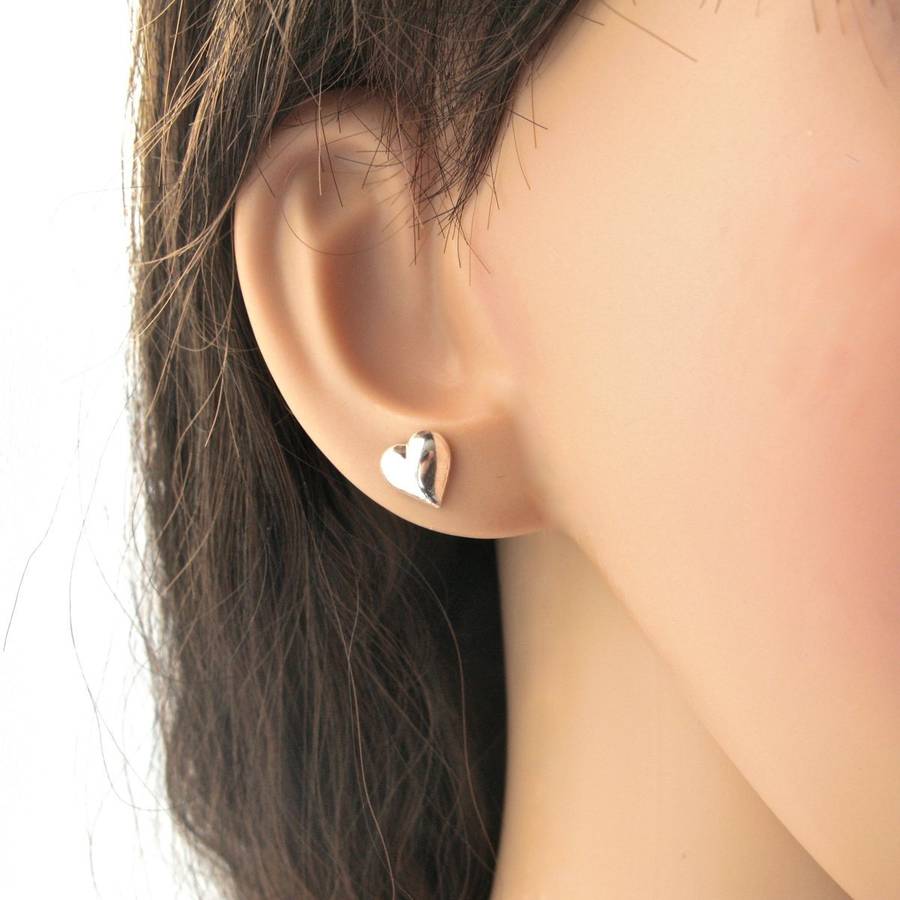 Sterling Silver Heart Stud Earrings By Gaamaa | notonthehighstreet.com
