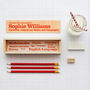 Personalised Wooden Pencil Box And Contents, thumbnail 3 of 4