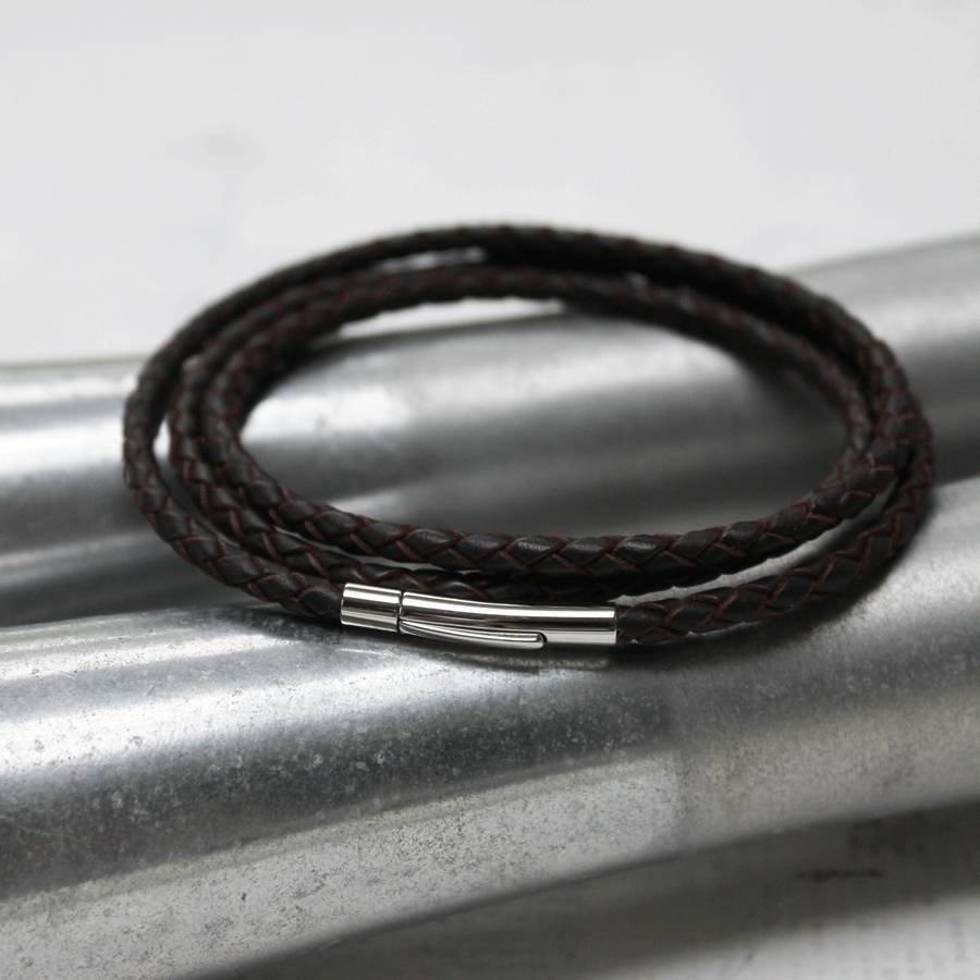 men's fine double wrap leather bracelet by zamsoe | notonthehighstreet.com