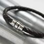 Mens Leather Bracelet With Modern Clasp, thumbnail 1 of 4