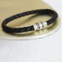 Mens Leather Bracelet With Modern Clasp, thumbnail 2 of 4