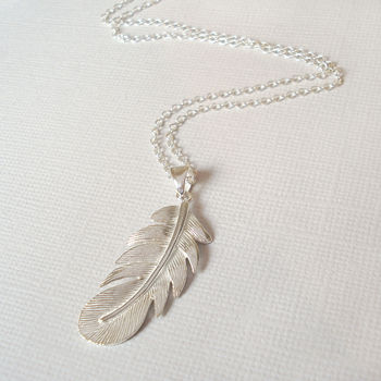 Sterling Silver Feather Necklace By Mia Belle | notonthehighstreet.com