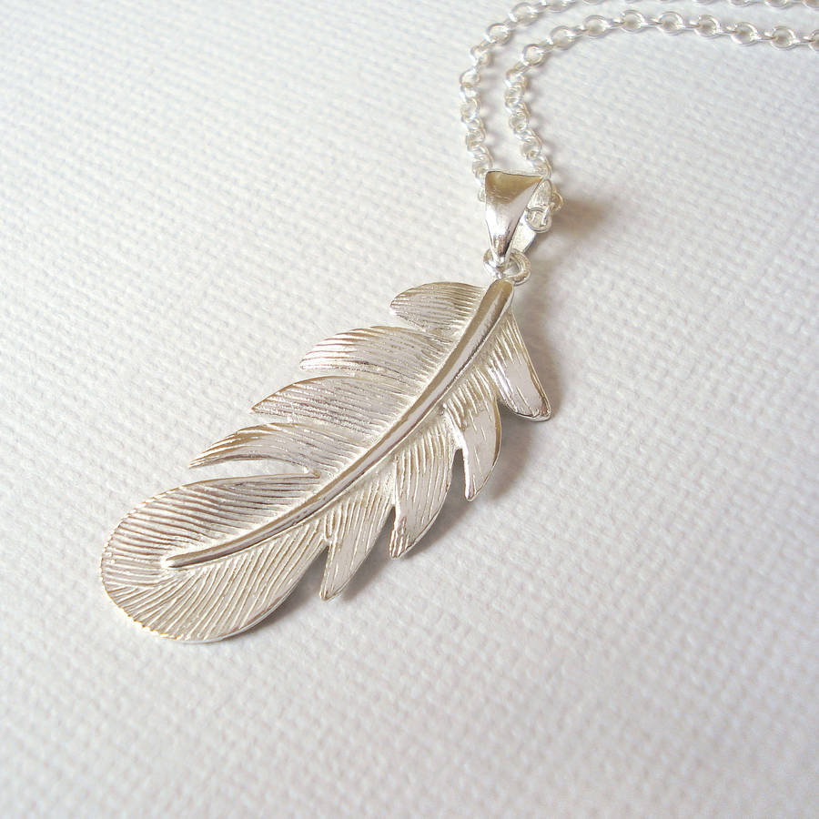 sterling silver feather necklace by mia belle | notonthehighstreet.com