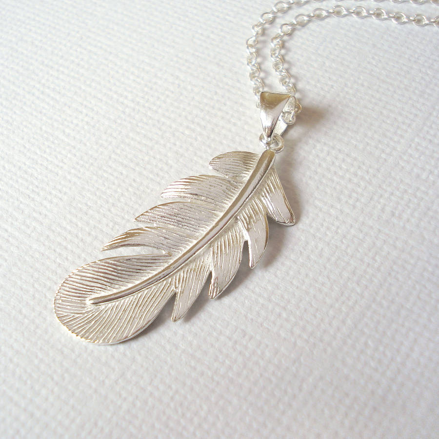 Sterling Silver Feather Necklace By Mia Belle | notonthehighstreet.com