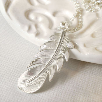 Sterling Silver Feather Necklace By Mia Belle | notonthehighstreet.com