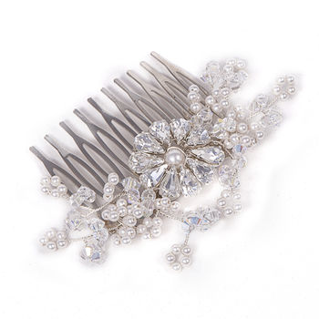 Crystal And Pearl Wedding Hair Comb 'Ellen Two', 2 of 2