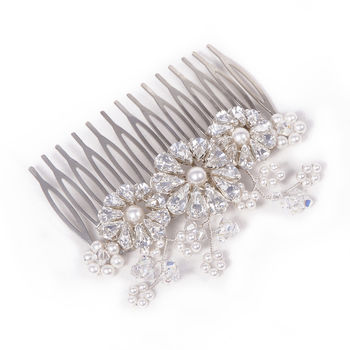 Crystal And Pearl Wedding Hair Comb 'Ellen Three', 2 of 2