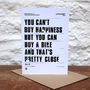 'You Can't Buy Happiness' Greetings Card, thumbnail 1 of 1