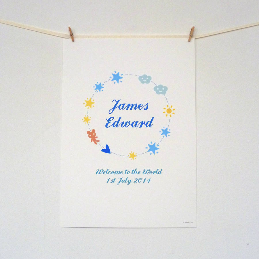 personalised baby boy circle print by arbee | notonthehighstreet.com