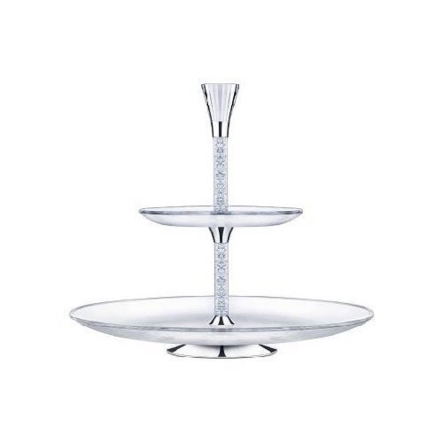 Two Tier Cake Stand With Swarovski Crystal Filled Stem
