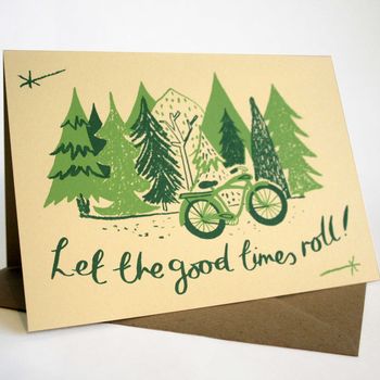 'Good Times Roll Hand Printed Card, 2 of 4