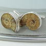 Ammonite Sterling Silver Cufflinks Light, thumbnail 1 of 7