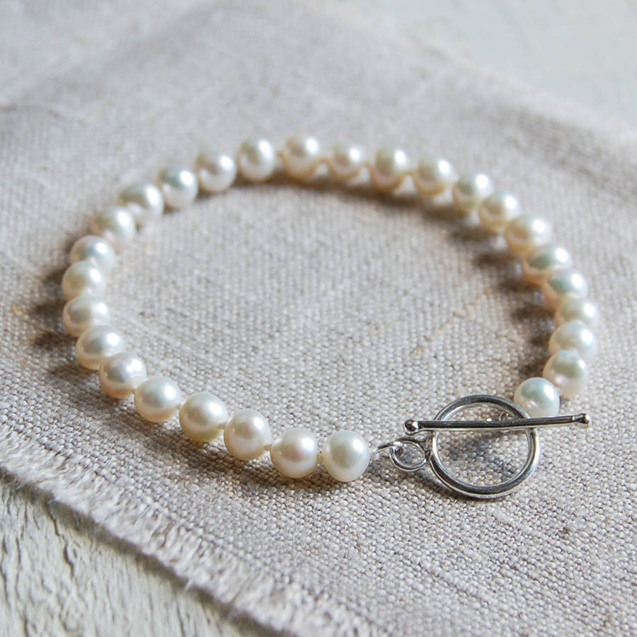 pearl bracelet with sterling silver clasp by highland angel ...