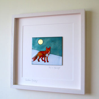 Fox In Moonlight Enamel And Copper Wall Hanging, 2 of 6