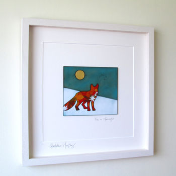 Fox In Moonlight Enamel And Copper Wall Hanging, 5 of 6