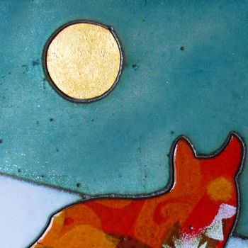 Fox In Moonlight Enamel And Copper Wall Hanging, 6 of 6