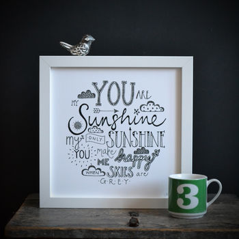 'You Are My Sunshine' Framed Lyrics Typography Print, 3 of 5