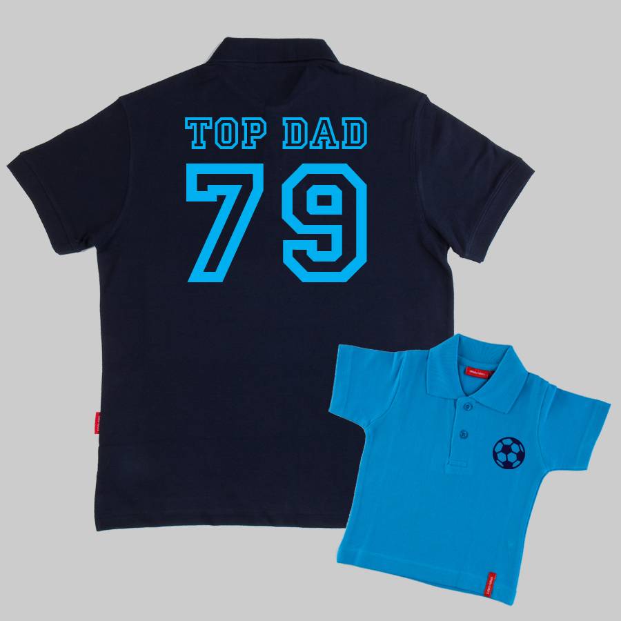 Matching Dad And Child Football Polo Shirts