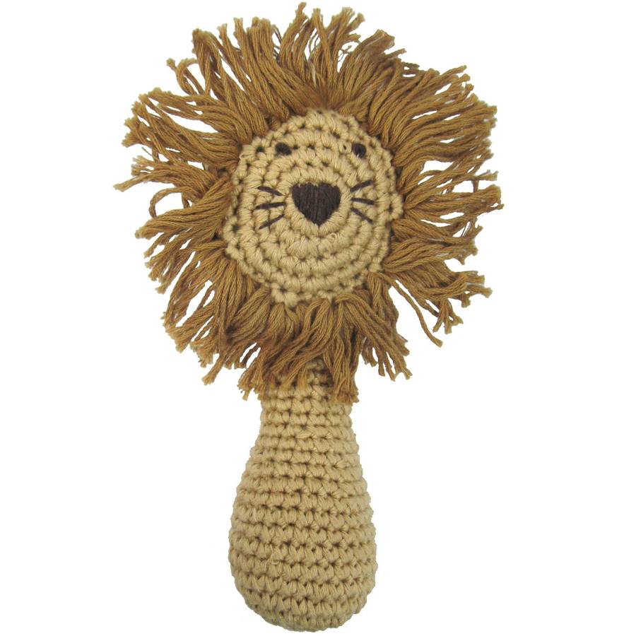 hand crochet lion baby rattle by albetta