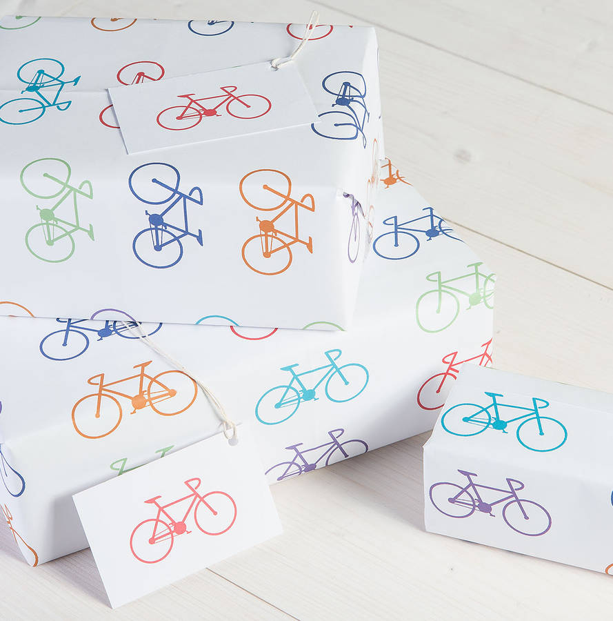 Bike Wrapping Paper And Gift Tags Pack Of Two By Ginger & French