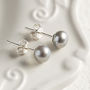 Small Grey Pearl Stud Earrings, thumbnail 1 of 3