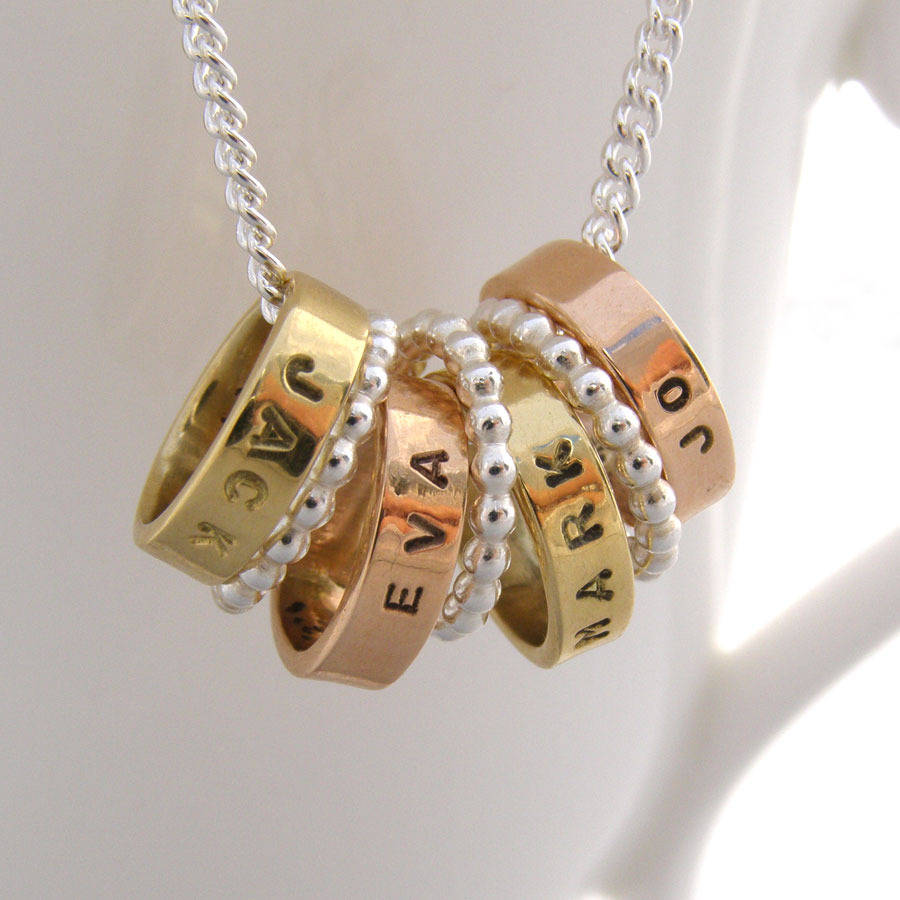 personalised solid yellow and rose gold hoop necklace by soremi
