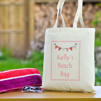 Personalised 'Bunting' Beach Bag, 2 of 3