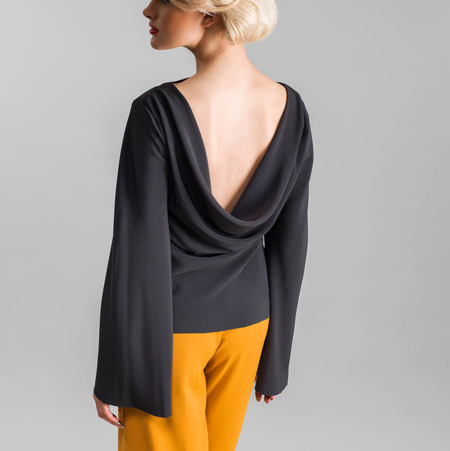 Draped Back Top With Fluted Sleeves, 1 of 2