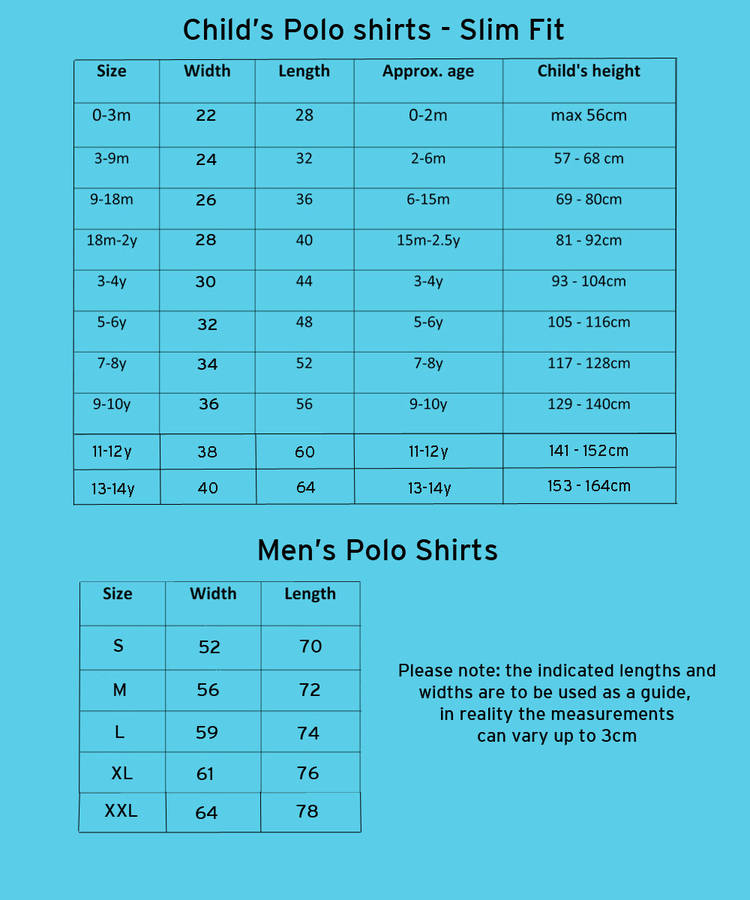 Polo Size Chart Boy