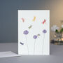 Dragonflies And Aliums Card, thumbnail 1 of 2